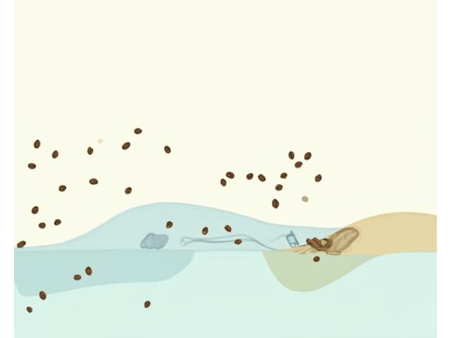 Illustration of the Swiss Water Process with bubbling vats and filtration, emphasizing natural, pure water-based extraction.