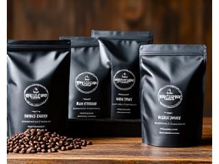 Bags of freshly roasted coffee beans