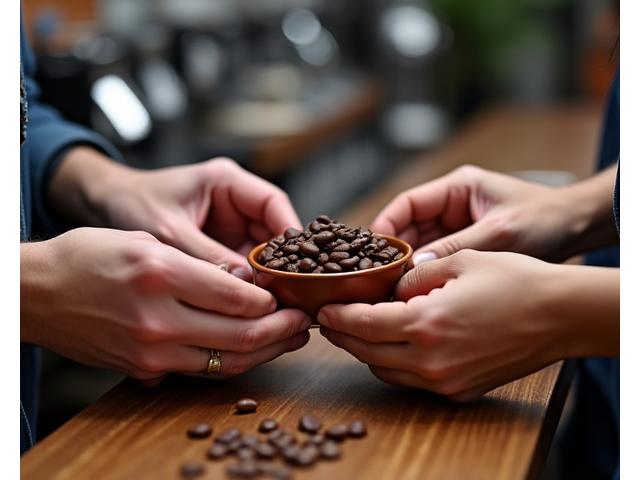 Two coffee professionals cupping coffee, assessing aroma and flavor profiles from different beans.